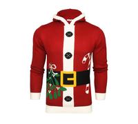 Xact Men's Novelty Hooded Christmas Jumper (Santa - Red) S