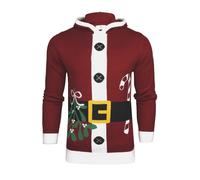 Xact Men's Novelty Hooded Christmas Jumper (Santa - Red) XL