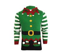 Xact Men's Novelty Hooded Christmas Jumper (Elf - Green) XXL