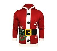 Xact Men's Novelty Hooded Christmas Jumper (Santa - Red) XXL
