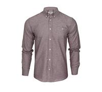 Xact Men's Oxford Long Sleeved Shirt, Button-Down Collar, Cotton Rich, Regular Fit (Light Burgundy) L