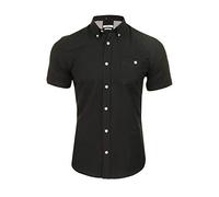 Xact Men's Oxford Short Sleeved Shirt, Button-Down Collar, Cotton Rich, Regular Fit (Black) S