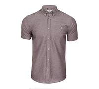 Xact Men's Oxford Short Sleeved Shirt, Button-Down Collar, Cotton Rich, Regular Fit (Light Burgundy) M