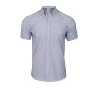 Xact Men's Oxford Short Sleeved Shirt, Button-Down Collar, Cotton Rich, Regular Fit (Sky Blue) S