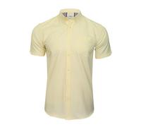 Xact Men's Oxford Short Sleeved Shirt, Button-Down Collar, Cotton Rich, Regular Fit (Yellow) XL
