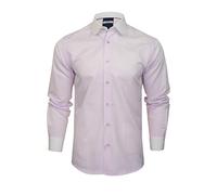 Xact Men's Penny Club Collar Striped Shirt, White Contrast Collar & Cuffs, Long Sleeved