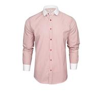 Xact Men's Penny/Club Collar Striped Shirt, White Contrast Collar & Cuffs (White Collar - Dark Red Stripe) XXXL