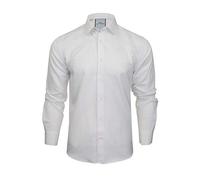 Xact Men's Penny Club Collar Striped Shirt, White Contrast Collar & Cuffs, Long Sleeved