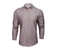Xact Mens Chambray Shirt, Button-Down Collar, Long Sleeved, Slim Fit (Burgundy) L
