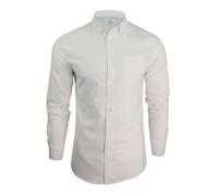 Xact Men's Plain Cotton Oxford Shirt, Under-Button Collar, Long Sleeved (White) L