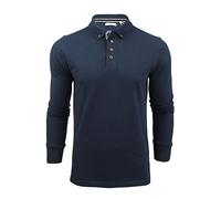 Xact Men's Long-Sleeved Polo T-Shirt, 100% Cotton Pique, Slim Fit (Ocean Blue) S