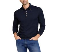 Xact Men's Long-Sleeved Polo T-Shirt, 100% Cotton Pique, Slim Fit (Dark Navy) S