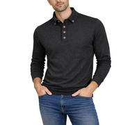 Xact Men's Long-Sleeved Polo T-Shirt, 100% Cotton Pique, Slim Fit (Charcoal) M