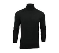 Xact Men's Pure Cotton Roll Neck Jumper - Fold-Over Polo Neck Knit, Lightweight 12-Gauge Slim Fit Winter Sweater, Soft Breathable Smart Casual Knitwear