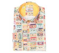 Xact Men's Retro Cassette Tape Print Long Sleeved Shirt, Regular Fit (Retro Cassette Tapes) L