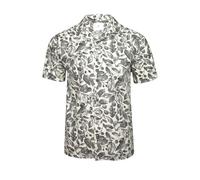 Xact Men's Revere/Cuban Collar Hawaiian Shirt, 100% Cotton, Palm Tree Floral Print, Regular Fit (Leaf Haven - Navy/White) M