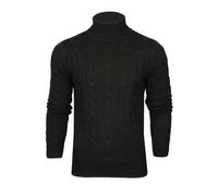 Xact Men's Roll Neck Cable Knit Jumper (Black) L