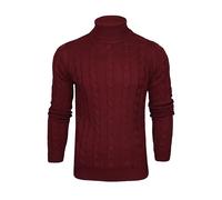 Xact Men's Roll Neck Cable Knit Jumper (Burgundy) S