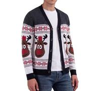 Xact Men's Rudolf Reindeer Button-Up Christmas Cardigan