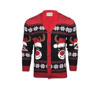 Xact Men's Rudolf Reindeer Button-Up Christmas Cardigan (Cool Deer - Red) M