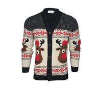Xact Men's Rudolf Reindeer Button-Up Christmas Cardigan (Ink) L