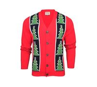 Xact Men's Rudolf Reindeer Button-Up Christmas Cardigan (Tree - Red) M