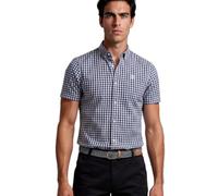 Xact Men's Short Sleeve Check Shirt - Classic Fit, 100% Breathable Cotton, Smart Casual Summer Shirt for Work, Office, Travel or Everyday Wear