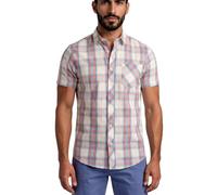 Xact Men's Short Sleeve Check Shirt - Classic Fit, 100% Breathable Cotton, Smart Casual Summer Shirt for Work, Office, Travel or Everyday Wear