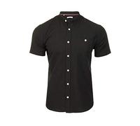 Xact Men's Short Sleeve Grandad Collar Oxford Shirt - Slim Fit, Plain Solid Colour, Cotton Blend, Summer Smart Casual Band Collar Holiday Shirt