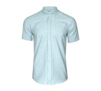 Xact Men's Short Sleeve Grandad Collar Oxford Shirt - Slim Fit, Plain Solid Colour, Cotton Blend, Summer Smart Casual Band Collar Holiday Shirt