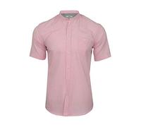Xact Mens Short Sleeved Linen Mix Grandad Nehru Shirt (Pink) M