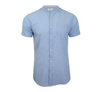 Xact Mens Short Sleeved Linen Mix Grandad Nehru Shirt (Blue) M