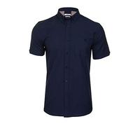Xact Men's Oxford Short Sleeved Shirt, Button-Down Collar, Cotton Rich, Regular Fit (Dark Navy) M