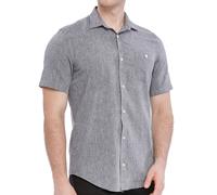 Xact Mens Short Sleeved Linen Blend Shirt, Regular Fit, Standard Collar