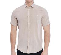 Xact Mens Short Sleeved Linen Blend Shirt, Regular Fit, Standard Collar