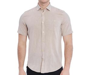 Xact Mens Short Sleeved Linen Blend Shirt, Regular Fit, Standard Collar