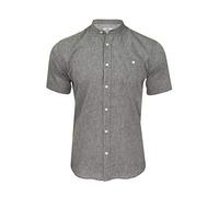 Xact Mens Short Sleeved Linen Mix Grandad Nehru Shirt (Black Wash) XL