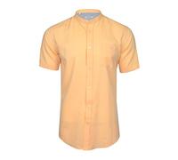 Xact Mens Short Sleeved Linen Mix Grandad Nehru Shirt (Sun Bleached Yellow) S