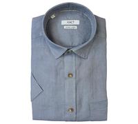 Xact Men's Short-Sleeved Linen Shirt, 100% Pure Linen, Regular Fit (Grey) XXL