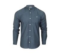 Xact Men's Slim Fit Grandad Collar Oxford Shirt - Long Sleeve, Solid Colour, Easy Care Cotton Blend, Retro Mod 30s 40s Look, Smart Casual Nehru Band Collar