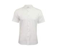 Xact Mens Grandad Nehru Collar Plain Poplin Shirt, Short Sleeved, Slim Fit (White) XXXL