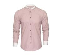 Xact Men's Striped Grandad Shirt, White Collar & Cuffs, Long-Sleeved