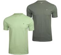 Xact Men's T Shirts 2 Pack Premium 200GSM Cotton Crew Neck Short Sleeve Slim Fit Plain Multipack Tees Soft Peached Casual Basics (2-Pack - Gun Metal/Sage Green) L