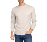 Xact Men's Textured 100% Cotton Crew Neck Jumper, Slim Fit Lightweight Knitwear Round Neck Pullover Sweater - Long Sleeve - Birch Marl - M