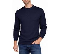 Xact Men's Textured 100% Cotton Crew Neck Jumper, Slim Fit Lightweight Knitwear Round Neck Pullover Sweater - Long Sleeve - Rich Navy - XXL