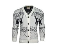 Xact Mens Traditional V-Neck Christmas Cardigan (Fair Isle - Ecru) M