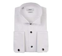 Xact Men's Tuxedo Shirt, Formal Dress Shirt, Double Cuff with Cufflinks | Wing or Standard Collar, Long Sleeve Regular Fit, Pleated or Black Button Front, Easy Iron, Black Tie & Dinner Shirt