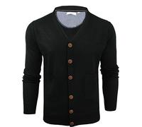 Xact Men's V-Neck Button-Up Cardigan (Jet Black) S
