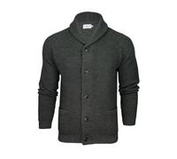 Xact Men's Waffle Knit Wool Blend Shawl Neck Cardigan (Waffle - Dark Grey Marl) L