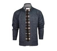 Xact Mens Zip Up Cardigan, Knitted Fleece Lined Winter Jumper, Warm Bonded Knit Jacket, Funnel Neck, Regular Fit (Blue Marl) M